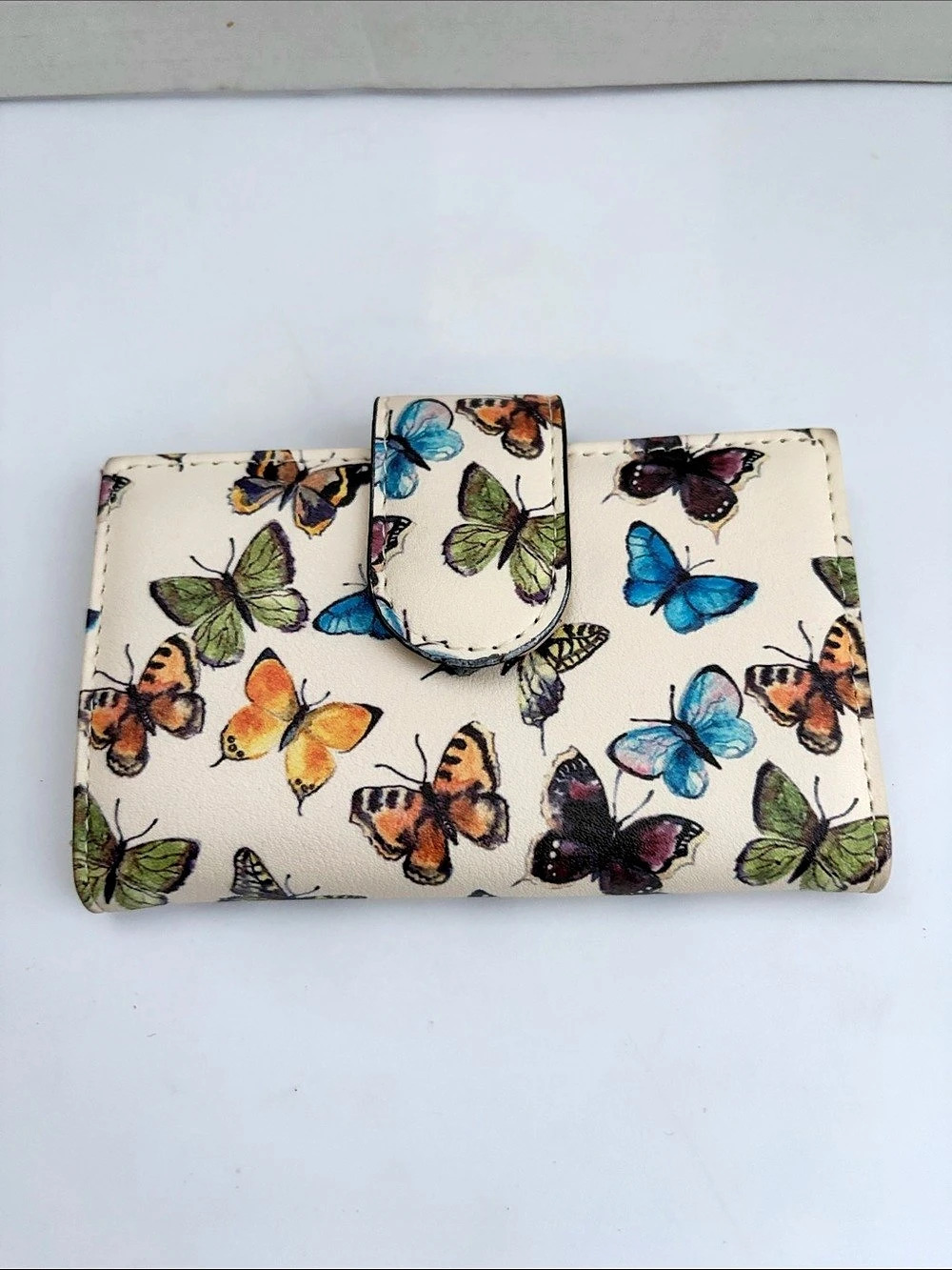 Safe keeper Butterfly Print Wallet in Cream & Multicolor